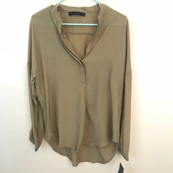 zara Tops - 🍎✂️Zara Basic • Brown Long Sleeve Blouse